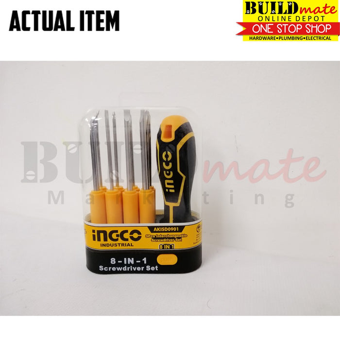 INGCO 8 IN 1 Interchangeable Screwdriver SET AKISD0901 •BUILDMATE• IHT