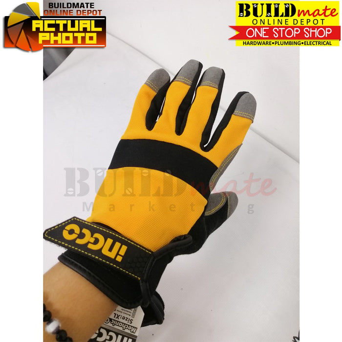 BUILDMATE Ingco Micro Fibre Material Mechanic Gloves Safety Gear Protective Hand Glove HGMG01-XL IHT