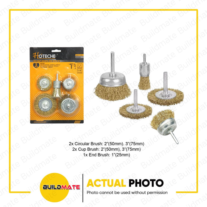 HOTECHE 5 PCS Shaft Mounted Wire Brush Set HTC-591003 •BUILDMATE•