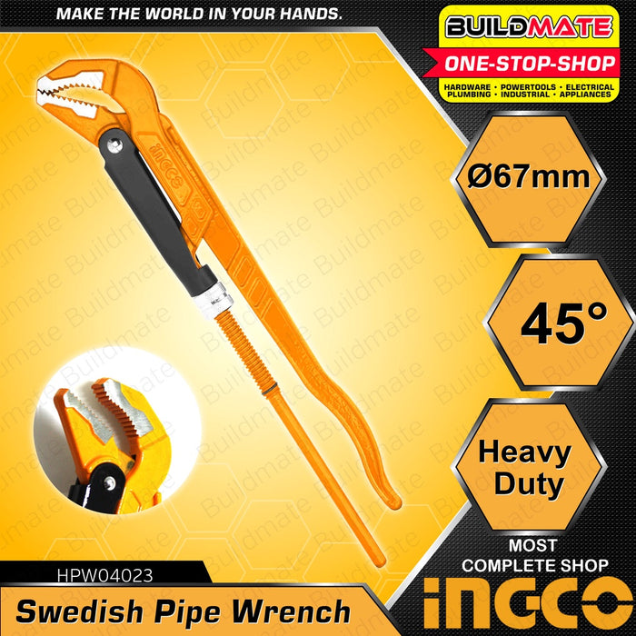 INGCO 2" Heavy Duty Carbon Steel Swedish Piping Wrench 45° | 90° SOLD PER PIECE •BUILDMATE• IHT