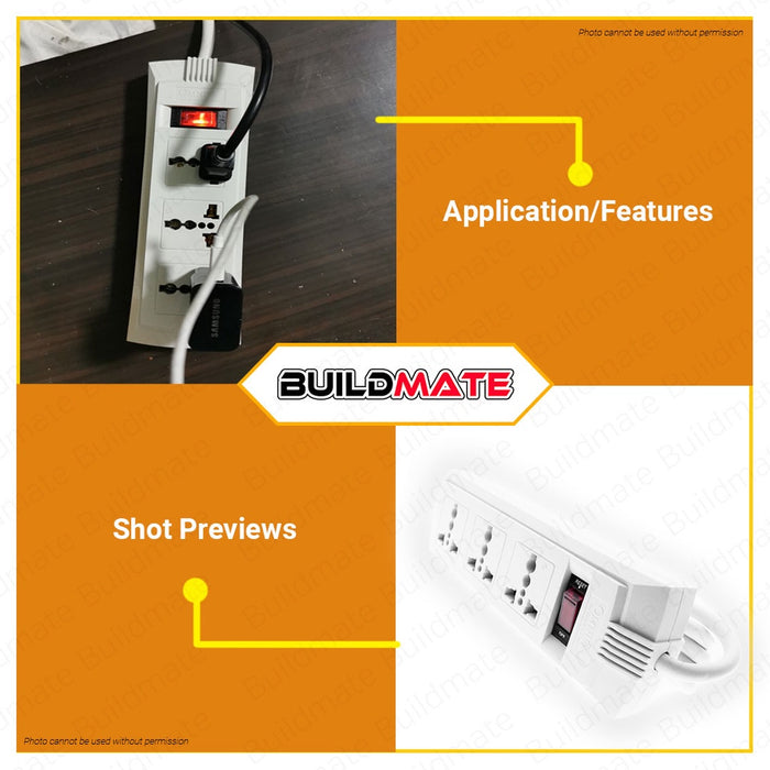 Omni Extension Cord Set 3 Gang with Switch Power Strip WEU103PK •BUILDMATE• 
