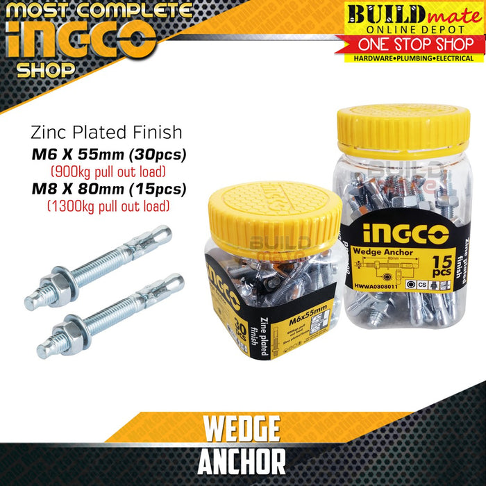 INGCO Wedge Anchor Zinc Plated Finish  •BUILDMATE• IHT