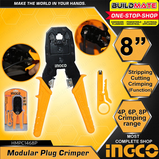 INGCO Modular Plug Crimping Crimper Pliers HMPC1468P 100% ORIGINAL / AUTHENTIC •BUILDMATE• HT2