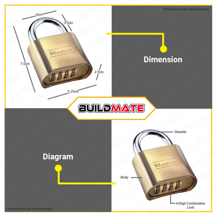MASTER LOCK Set Your Own Combination Brass Padlock Pad Lock 2'' #175D 100% ORIGINAL / AUTHENTIC