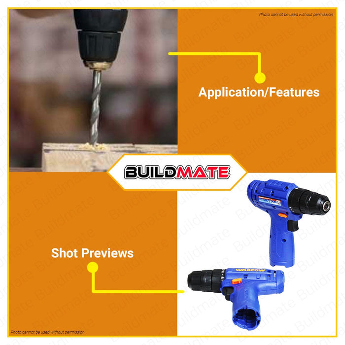 WADFOW Lithium-Ion Li-Ion Cordless Drill Gun 12V With Battery & Charger WCDS511 •BUILDMATE• WCPT