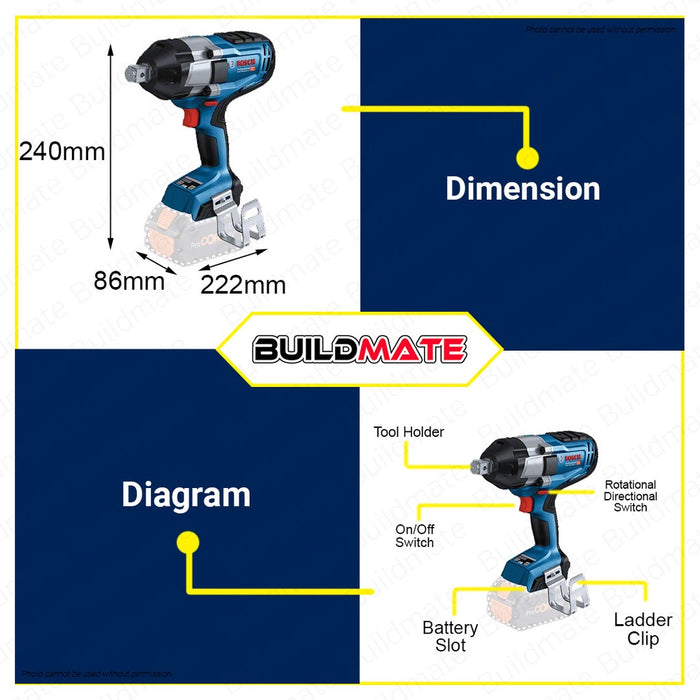 BOSCH Professional Cordless Lithium Ion Li-Ion Impact Drill Driver GDS 18V-1050 06019J85L1 BLC