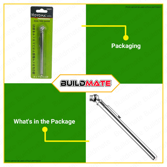 HOYOMA JAPAN Tire Pressure Gauge 160PSI H8301 •BUILDMATE•