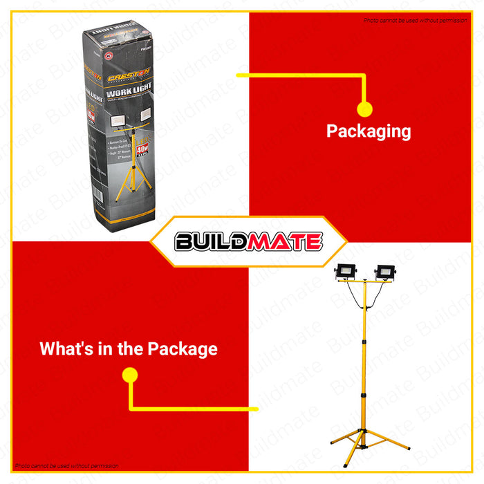 CRESTON LED Tripod Work Light 2 x 50W FW8005 •BUILDMATE•