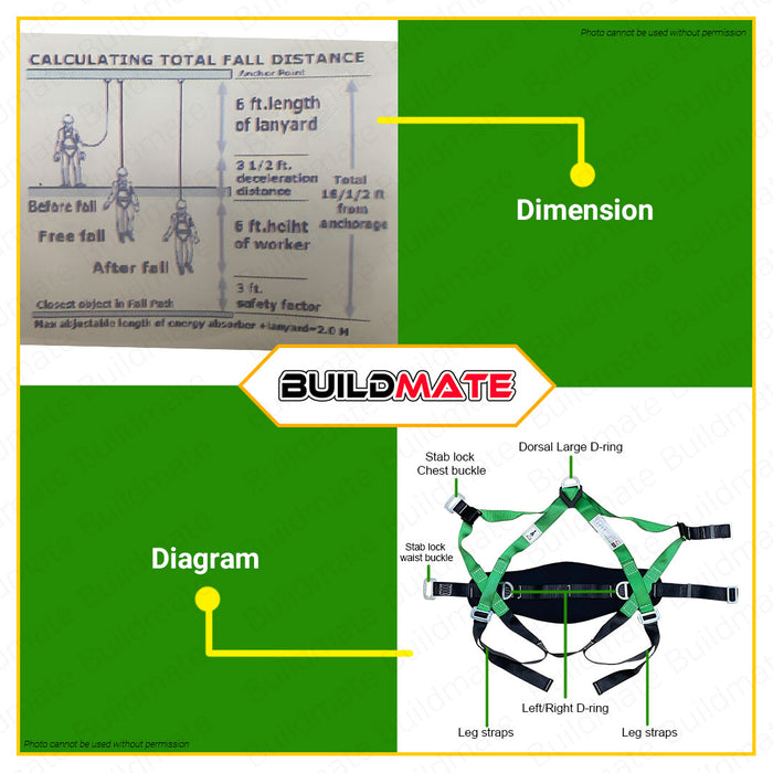 HOYOMA JAPAN Single Safety Harness FULL BODY HT-SH04S •BUILDMATE• HHT