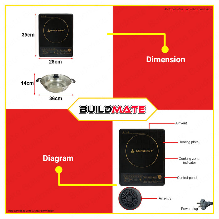 HANABISHI Induction Cooker with LED Display HIC-90 •BUILDMATE•