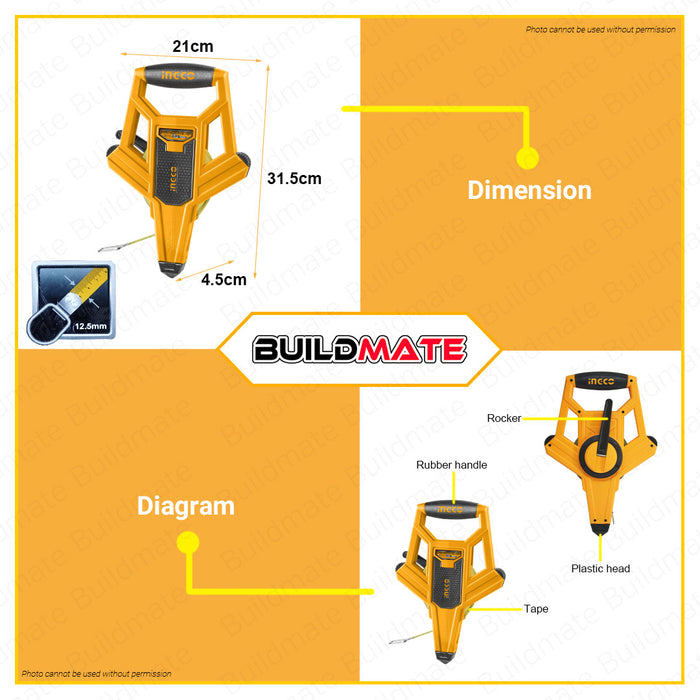 INGCO Steel Measuring Tape Measure 50mx12.5mm HSMT8550 •BUILDMATE• IHT