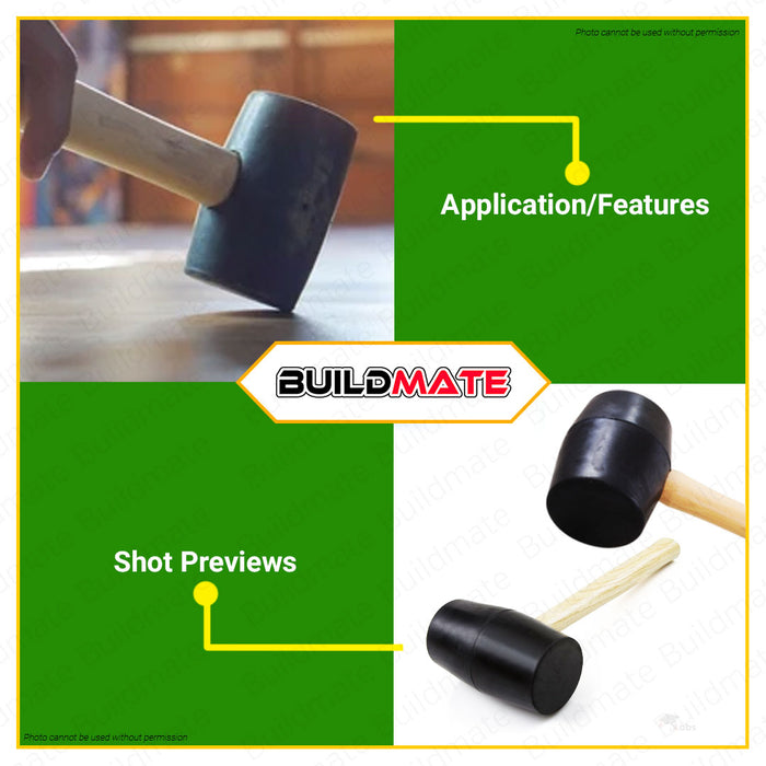HOYOMA JAPAN Rubber Mallet Hammer with Wooden Handle 12OZ HT-RM12 •BUILDMATE•