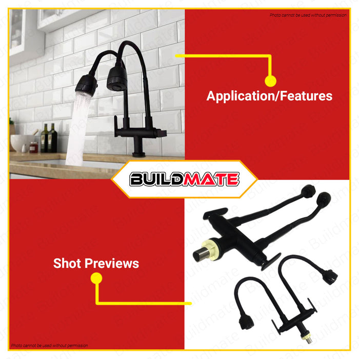 WSDA Stainless Kitchen Faucet Matte Black Finish SF-318 BK •BUILDMATE•