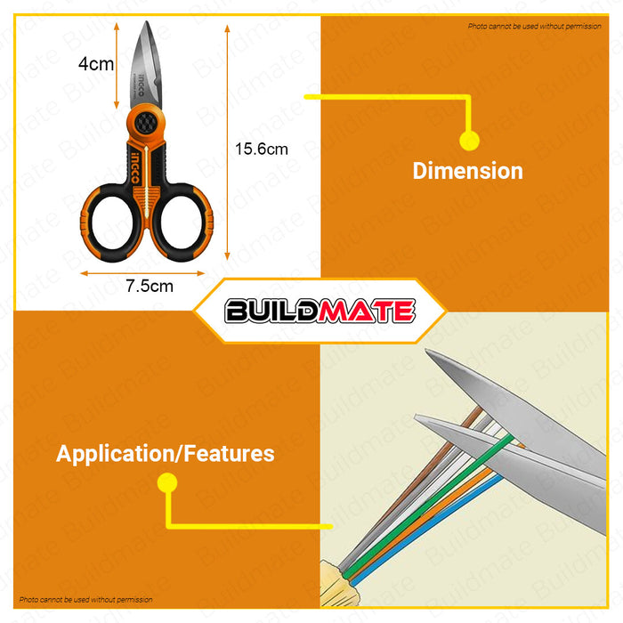 INGCO Electrician's Scissors 145mm 5.5" HES02855 •BUILDMATE• HT2