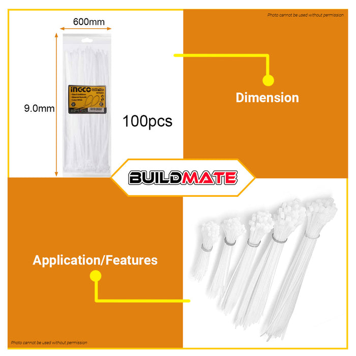 INGCO Nylon Cable Ties 100 PCS/SET HCT6001 •BUILDMATE• IHT