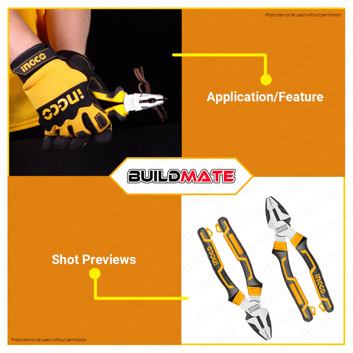 INGCO High Leverage Combination Pliers Industrial 7" Cr-V HHCP28180 •BUILDMATE• HT2