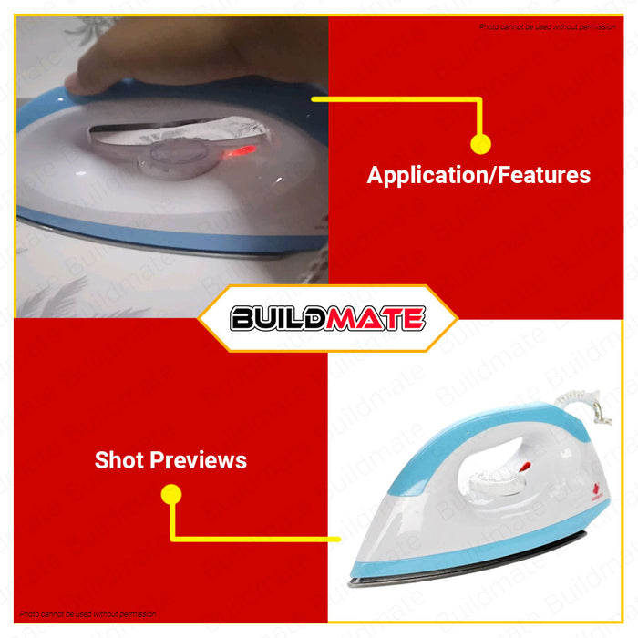 BUILDMATE Micromatic Flat Iron 1000W Electric Non Stick Soleplate Handheld Clothes Laundry Dry Iron Wrinkle Remover MAI-1001D