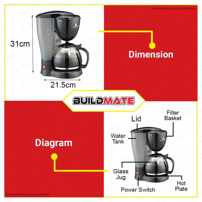 HANABISHI Coffee Maker with Anti-drip Feature 12 CUPS HCM-20T •BUILDMATE•