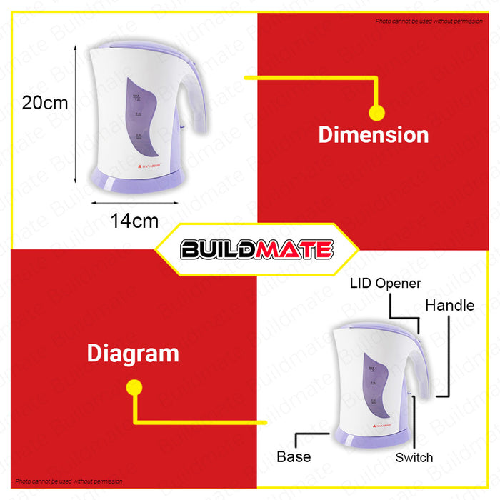 HANABISHI Electric Cordless Water Kettle 1.2L HWK-112C •BUILDMATE•