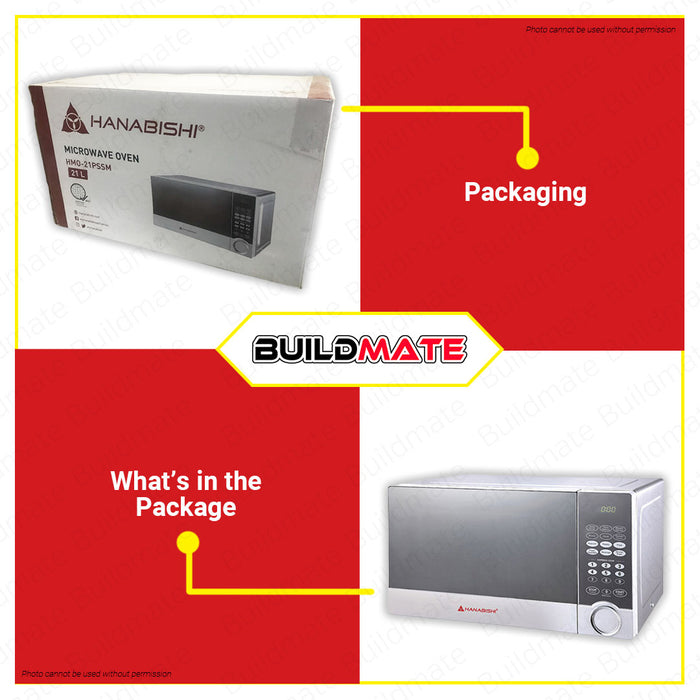 BUILDMATE Hanabishi Digital Microwave Oven 21L with Defrost Function & 10 Power Levels Kitchen Appliance HMO21PSSM