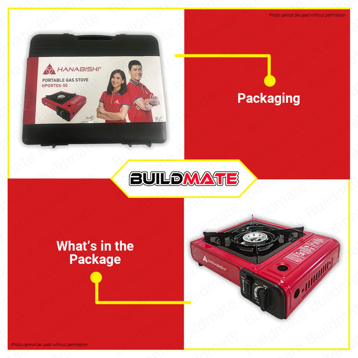 BUILDMATE Hanabishi / Johnson Elektrik Portable Butane Gas Stove Outdoor Camping Gas Range Korean Samgyupsal Griller