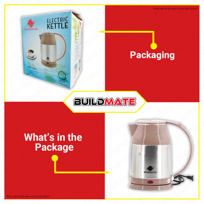 MICROMATIC 1.8L Stainless Electric Cordless Kettle MCK-1840 •BUILDMATE•