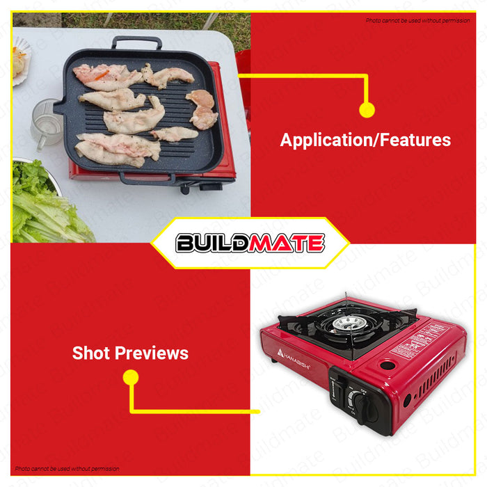 BUILDMATE Hanabishi / Johnson Elektrik Portable Butane Gas Stove Outdoor Camping Gas Range Korean Samgyupsal Griller