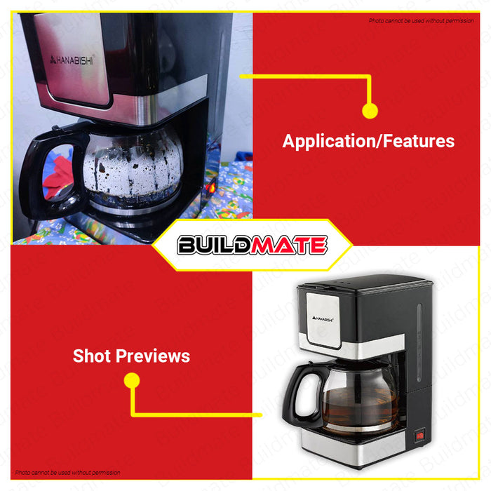 BUILDMATE Hanabishi Coffee Maker 10-12 Cups Water Capacity Drip Coffee Machine HCM-25XB