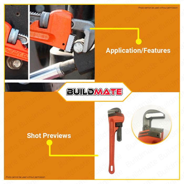 PROMAN GERMANY Pipe Wrench Carbon Steel 14" •BUILDMATE•