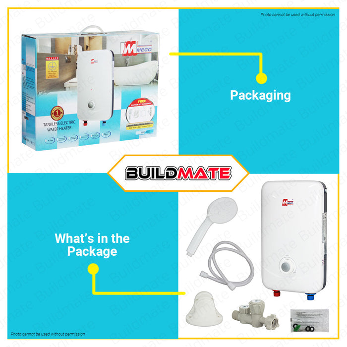 MECO TAIWAN Tankless Electric Water Heater Shower Set 220V 4.5kW 60Hz 25A 3PSI WH-45E •BUILDMATE•