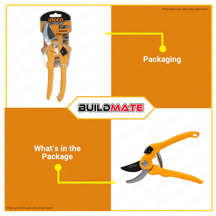 INGCO Pruning Shear 8" 200mm 55# Carbon Steel Blade SUPER SELECT HPS0201 •BUILDMATE• HT2