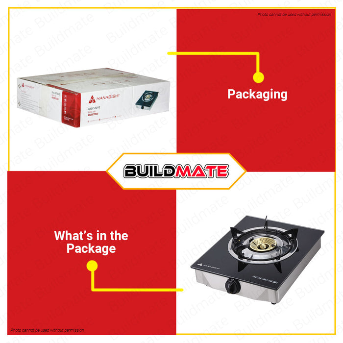 HANABISHI Stainless Steel Plate Gas Stove Single Burner GGS-100  •BUILDMATE•