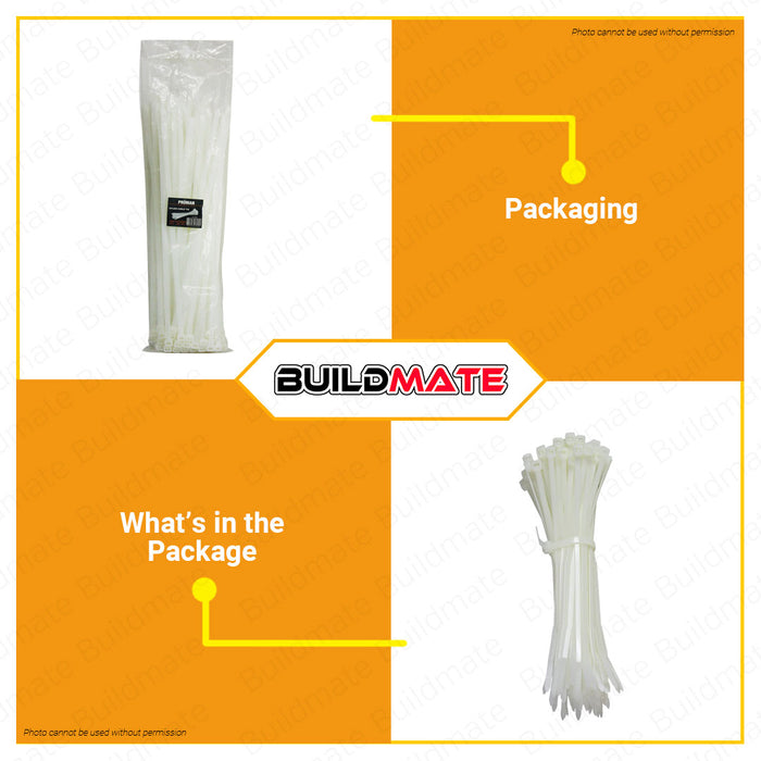 PROMAN Cable Tie WHITE 100 PCS 10 x 400mm •BUILDMATE•