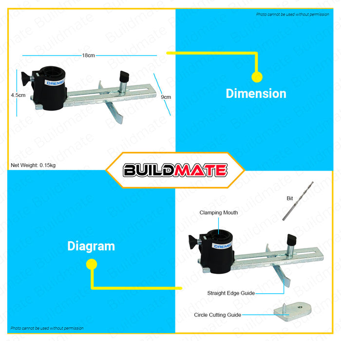 DREMEL by BOSCH ORIGINAL Circle Cutter And Straight Edge Guide 26150678JB •BUILDMATE•