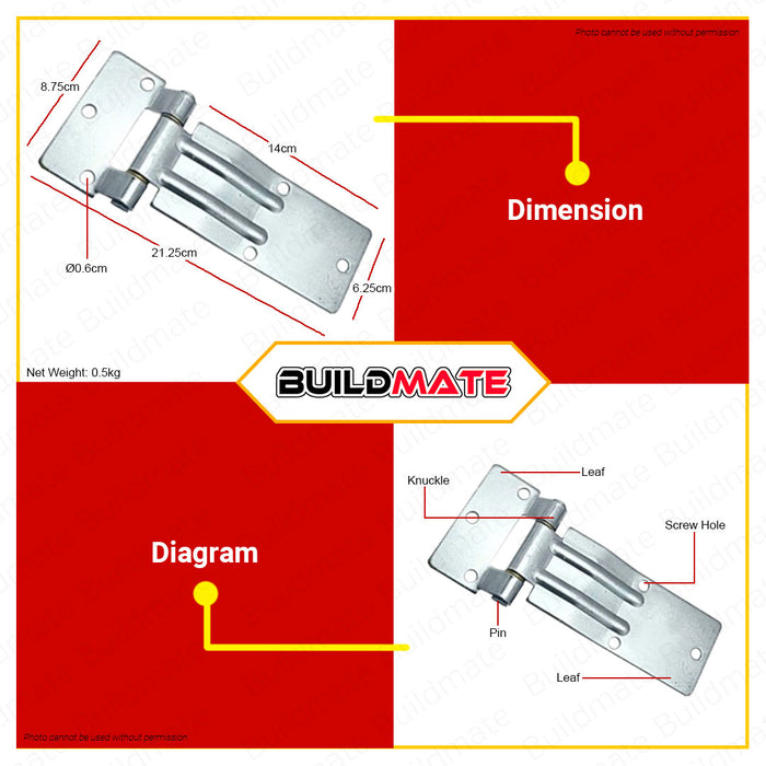 CRESTON Galvanized Truck Hinges Heavy Duty 5" | 6-1/4" | 8-1/2" | 11" SOLD PER PIECE •BUILDMATE•
