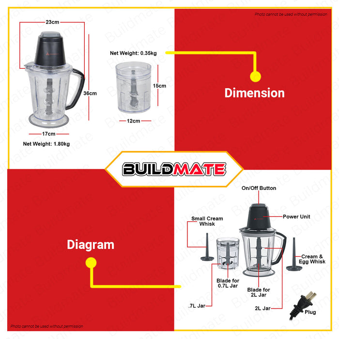 HANABISHI Super Blender / Chopper 2.0 liter & 0.7 liter cup HSBLEND-100 •BUILDMATE•