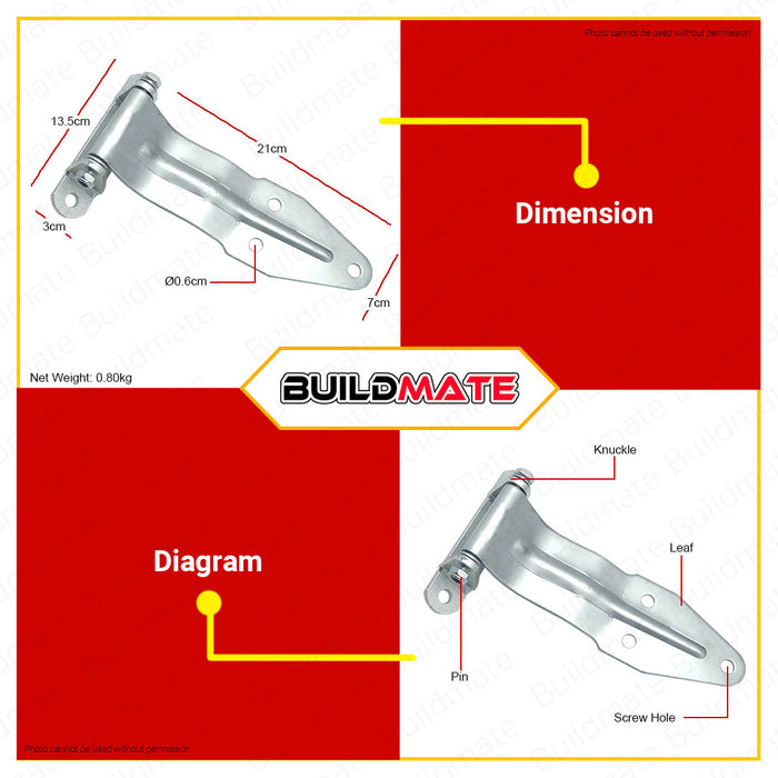 CRESTON Galvanized Truck Hinges Heavy Duty 5" | 6-1/4" | 8-1/2" | 11" SOLD PER PIECE •BUILDMATE•