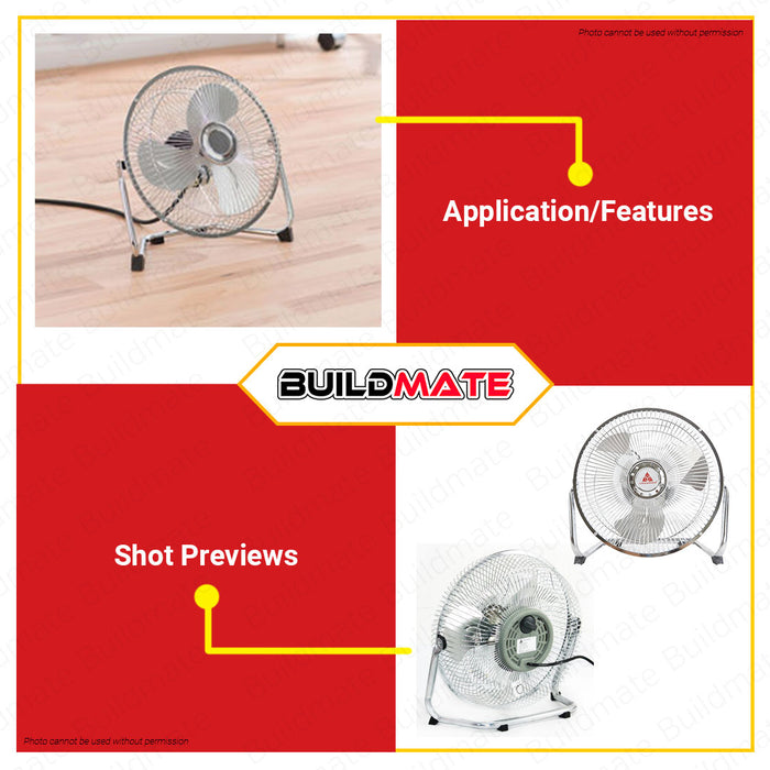 HANABISHI Industrial Floor Fan 9" Chrome HIFF-900 •BUILDMATE•