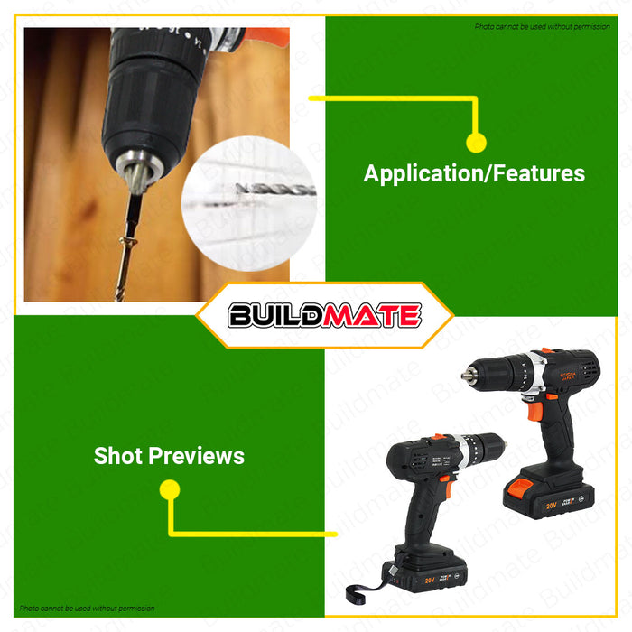HOYOMA Cordless Impact Drill 13mm Impact Gun HT-CID20V2B +FREE ECO BAG •BUILDMATE• HYMPT