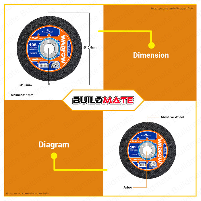 WADFOW Abrassive Metal Cutting Disc 4" Inch Abrasive Cutting Wheel Disc Blade WAC1341 •BUILDMATE• WHT