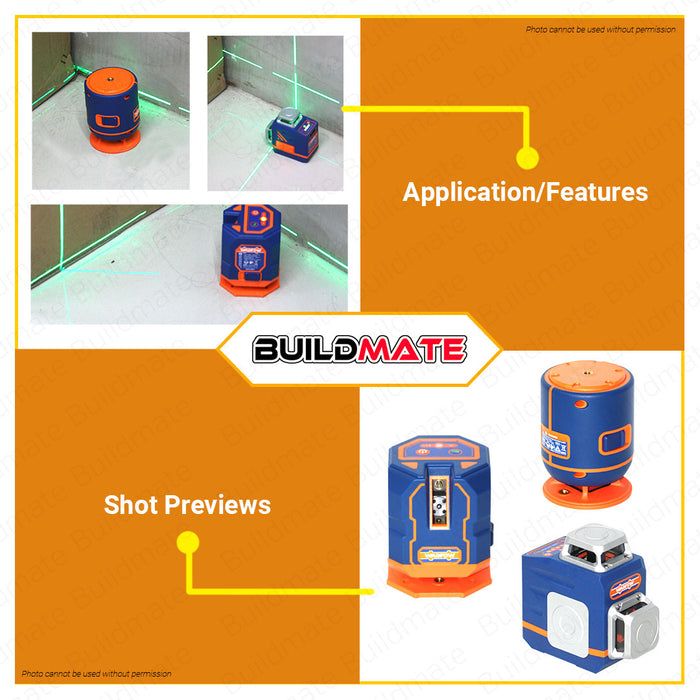 WADFOW Self Leveling Line Laser Green Laser Beam 0-30M Green Cross Line Laser Level •BUILDMATE• WPT