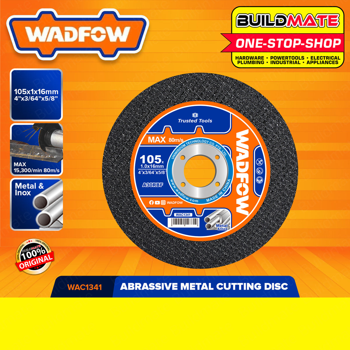 WADFOW Abrassive Metal Cutting Disc 4" Inch Abrasive Cutting Wheel Dis