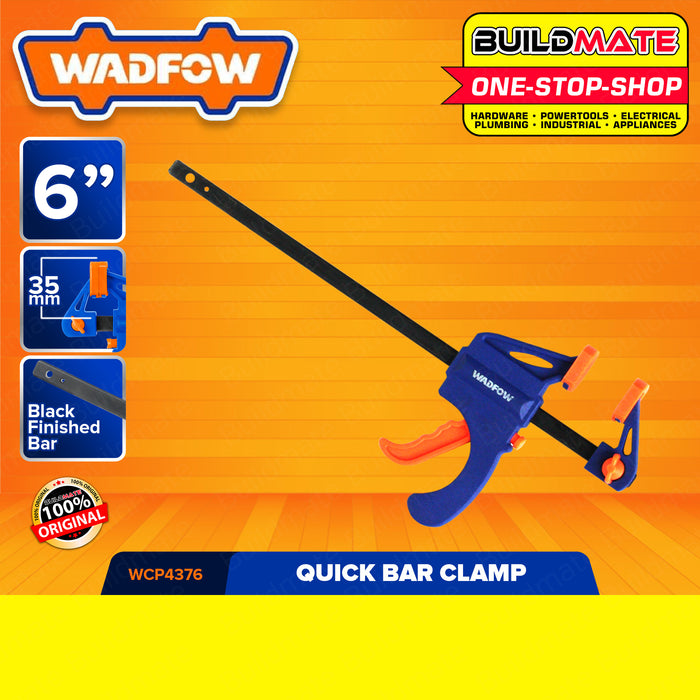 WADFOW Quick Bar Clamp 4" Inch | 6" Inch 35MM [SOLD PER PIECE] Quick Grip Wood Clamps Gear Bar Clamp Spreader Wood Clamps For Woodworking One-Handed WCP4374 / WCP4376 •BUILDMATE• WHT