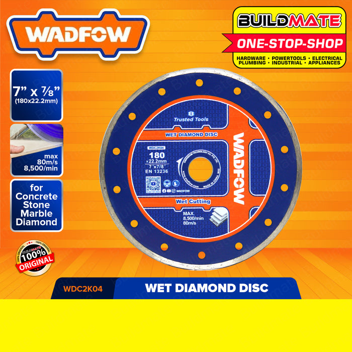 WADFOW 7" Inch Dry Diamond Disc | Wet Diamond Disc [SOLD PER PIECE] Dry & Wet Cutting Disc Wheel Cutting Diamond Blade Concrete Diamond Grinder Disc Turbo Cutting Disc for General Purpose WDC1K04 | WDC2K04 •BUILDMATE• WHT
