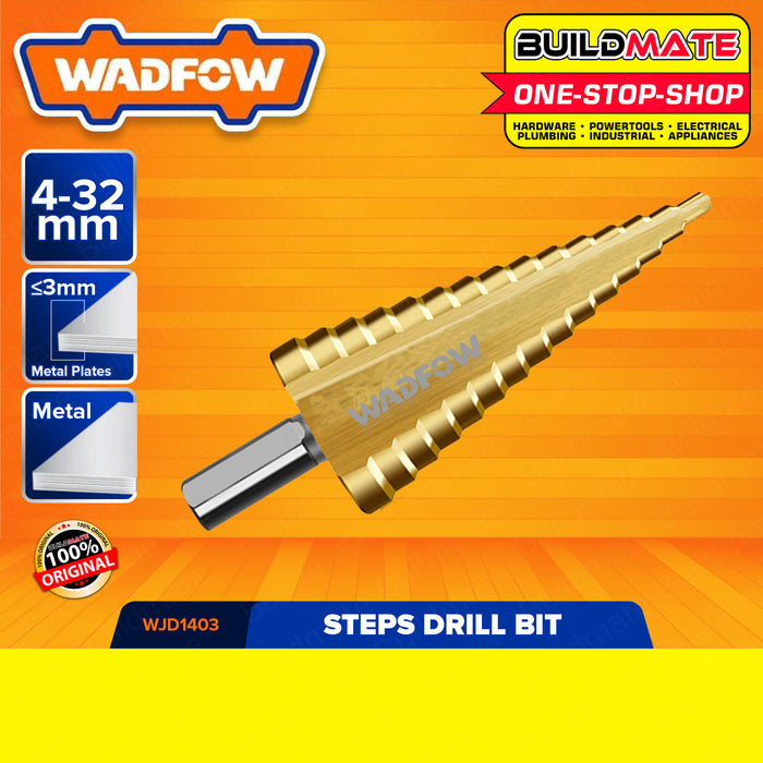 BUILDMATE Wadfow Step Drill Bit 4-12mm | 4-20mm | 4-32mm [SOLD PER PIECE] Hexagonal Shank Step Cone Drill Bit Hole Groove Cutter Titanium Coated Step Drill Metal Hex Core Drill Bits High Speed Steel Step Drill Bit Cone Hole Cutter • WHT