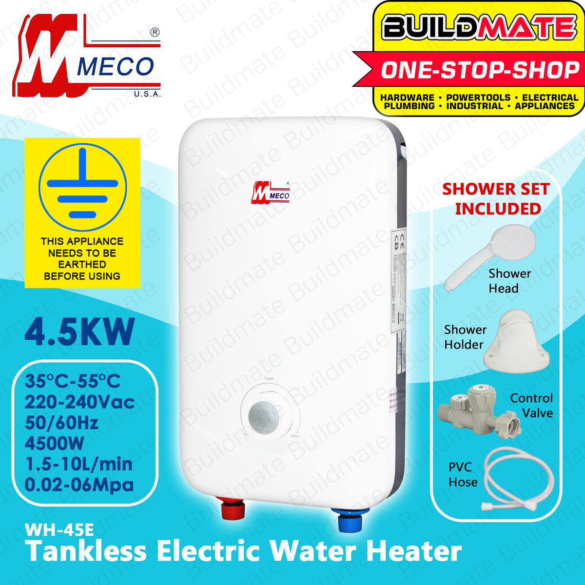 MECO TAIWAN Tankless Electric Water Heater Shower Set 220V 60Hz 25A  3PSI WH-45E •BUILDMATE•
