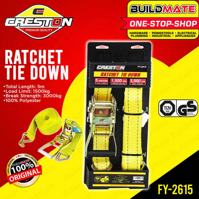 CRESTON Ratchet Tie Down 38mm x 5 Meters FY2615 •BUILDMATE•