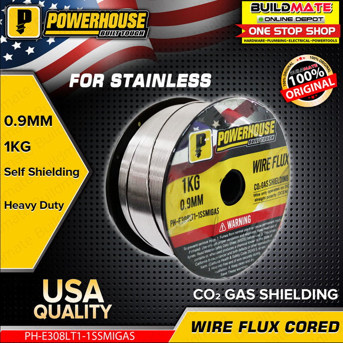 POWERHOUSE USA 1KG 0.9MM Gas MIGWELD Flux Cored Wire ER308LT1-1SS 1KG FOR STAINLESS •BUILDMATE• PHWTA