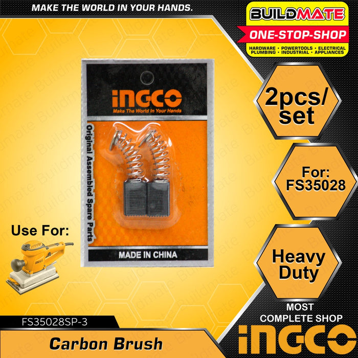 INGCO 2PCS/SET Carbon Brush for Finishing Sander Palm Sander Rotary Sander Electric Router Model 1SET/BOX Motor Brush Motor Carbon Brushes Carbon Motor Brushes Replacement Part Spare Parts [SOLD PER BOX] •BUILDMATE• ISP