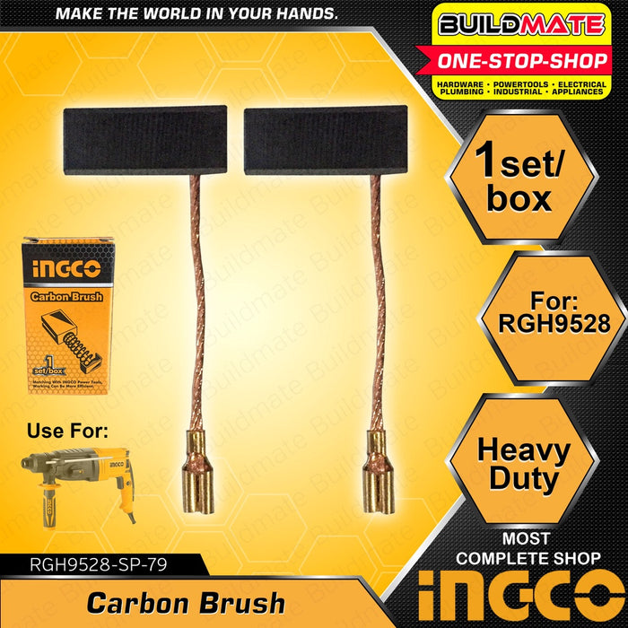 INGCO 2PCS/SET Carbon Brush for Demolition Hammer Electric Rotary Drill Replacement Part Spare Parts [SOLD PER SET/BOX] •BUILDMATE• ISP